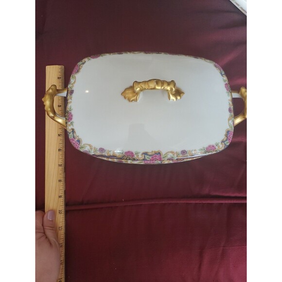 Jean Pouyat Limoges China Vegetable Serving Bowl With Lid Antique Vintage 1920s - Picture 9 of 9